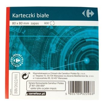 CARREFOUR Karteczki Białe 800  611672