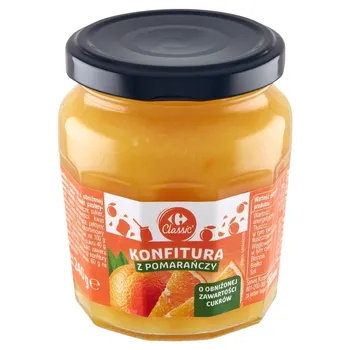 Carrefour Classic Konfitura z pomarańczy o obniżonej zawartości cukrów 240 g