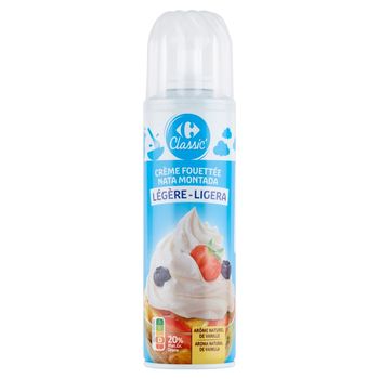 Carrefour Classic Lekka śmietanka UHT słodzona aromatyzowana w sprayu 250 g