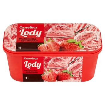 Carrefour Lody truskawka-śmietanka 1 l