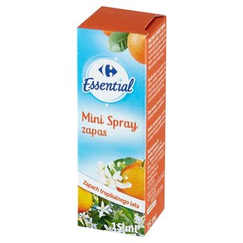 Carrefour Essential Mini Spray Odświeżacz zapas zapach tropikalnego lata 15 ml