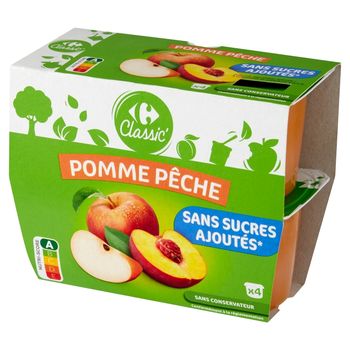 Carrefour Classic Przecier z jabłek i brzoskwini 400 g (4 x 100 g)