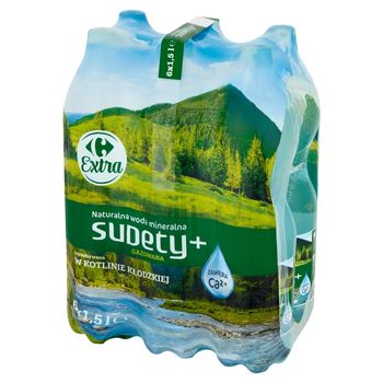 Carrefour Extra Sudety+ Naturalna woda mineralna gazowana 6 x 1,5 l