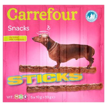 Carrefour Przekąska z wołowiny dla psów 50 g (5 sztuk)