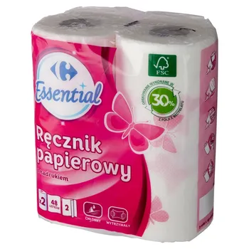 Carrefour Essential Ręcznik papierowy z nadrukiem 2 rolki