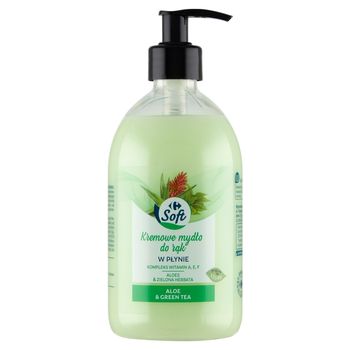 Carrefour Soft Aloe & Green Tea Kremowe mydło do rąk w płynie 500 ml