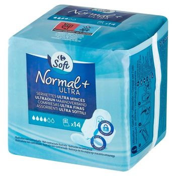 Carrefour Soft Normal+ Podpaski ultracienkie ze skrzydełkami 14 sztuk