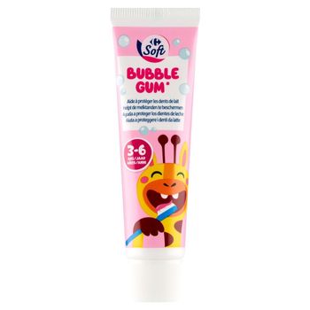 Carrefour Soft Pasta do zębów o smaku gumy balonowej dla dzieci w wieku 3-6 lat 50 ml