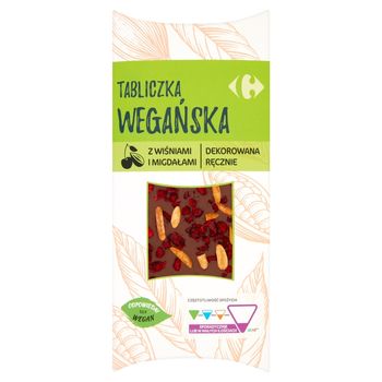 Carrefour Tabliczka wegańska z wiśniami i migdałami 100 g