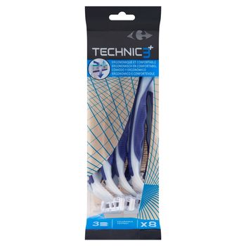 Carrefour Technic 3+ Jednorazowe maszynki do golenia 8 sztuk