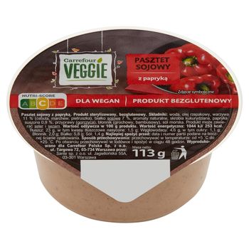 Carrefour Veggie Pasztet sojowy z papryką 113 g