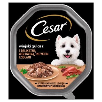 Cesar Mokra karma dla psów wiejski gulasz z delikatna wołowiną indykiem i ziołami 150 g
