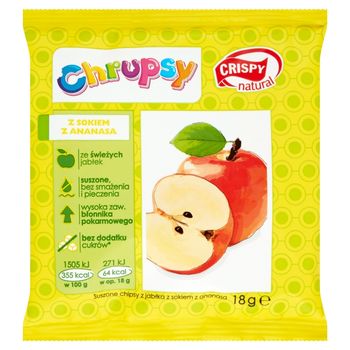 Crispy Natural Chrupsy Suszone chipsy z jabłka z sokiem z ananasa 18 g