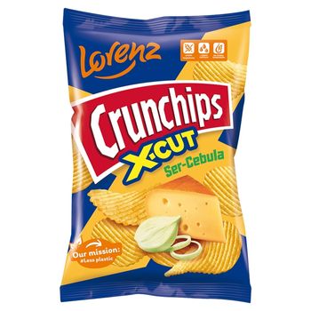 Crunchips X-Cut Chipsy ziemniaczane o smaku ser-cebula 140 g