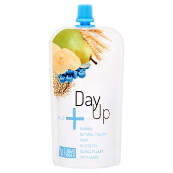 DayUp Blue Puree bananowe z jogurtem naturalnym gruszką czarną jagodą i płatkami 120 g