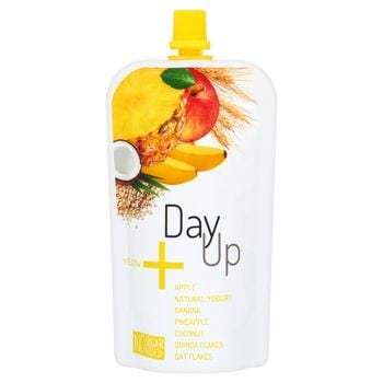 DayUp Yellow Puree jabłkowe z jogurtem naturalnym bananem ananasem kokosem i płatkami 120 g
