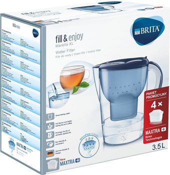 Dzbanek do Wody BRITA Marella XL niebieski + 4 wkłady Maxtra+ Pure Performance