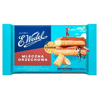 E. Wedel Cookie Czekolada mleczna z nadzieniem mleczno-orzechowym i herbatnikiem 100 g