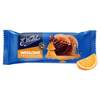 E. Wedel Wedlowe Pomarańczowe Biszkopty z galaretką pomarańczową oblane czekoladą deserową 147 g