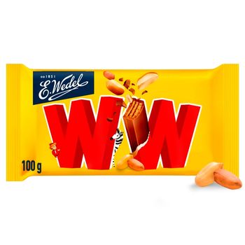 E. Wedel WW Cztery wafelki przekładane nadzieniem orzechowym arachidowym w mlecznej czekoladzie 47 g