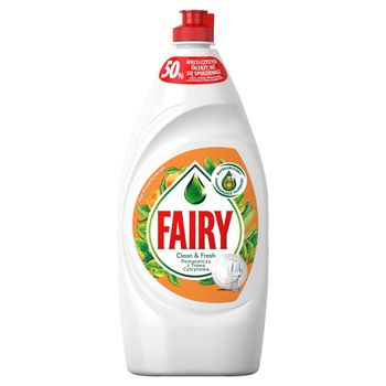 Fairy Clean & Fresh Pomarańcza z Trawą Cytrynową Płyn do mycia naczyń 900 ml