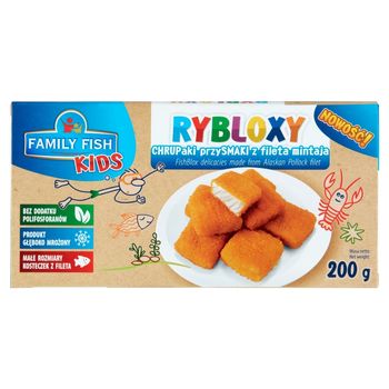 Family Fish Kids Rybloxy Chrupaki przysmaki z fileta mintaja 200 g