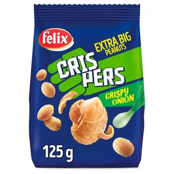 Felix Crispers Orzeszki ziemne smażone w skorupce o smaku cebulowym 125 g