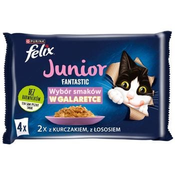 Felix Fantastic Junior Karma dla kociąt wybór smaków w galaretce 340 g (4 x 85 g)