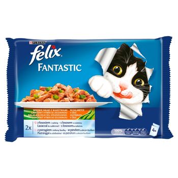 Felix Fantastic Karma dla kotów uczta oceanu z warzywami w galaretce 400 g (4 x 100 g)