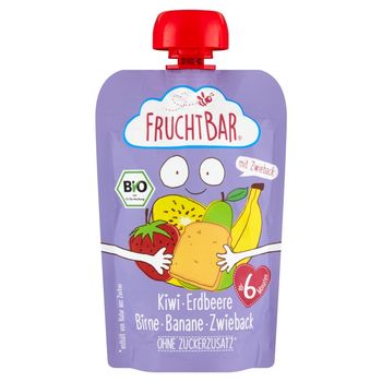 FRUCHTBAR Ekologiczny mus owocowy z sucharkami po 6 miesiącu 100 g