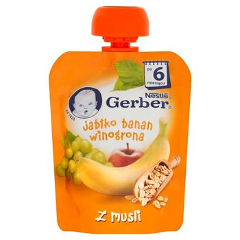 Gerber Deserek Jabłko banan winogrona z musli po 6 miesiącu 90 g