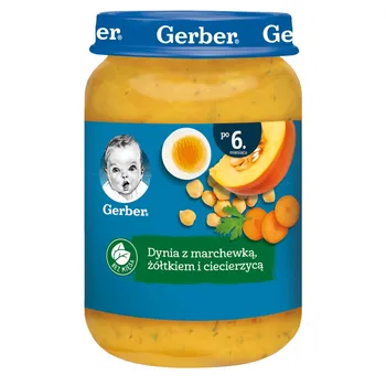 Gerber Dynia z marchewką żółtkiem i ciecierzycą dla niemowląt po 6. miesiącu 190 g