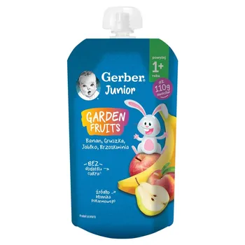 Gerber Junior Garden Fruits Deserek banan gruszka jabłko brzoskwinia powyżej 1+ roku 110 g
