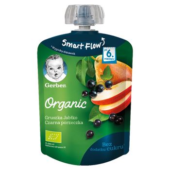 Gerber Organic Deserek Gruszka jabłko czarna porzeczka dla niemowląt po 6. miesiącu 90 g