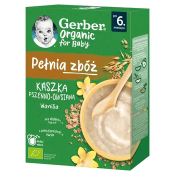 Gerber Organic Pełnia zbóż Kaszka pszenno-owsiana wanilia po 6. miesiącu 200 g
