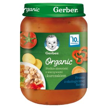 Gerber Organic Słodkie ziemniaki z warzywami i kurczakiem dla niemowląt po 10. miesiącu 190 g