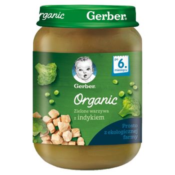 Gerber Organic Zielone warzywa z indykiem dla niemowląt po 6. miesiącu 190 g