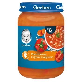 Gerber Pomidorowa z ryżem i indykiem dla niemowląt po 8. miesiącu 190 g