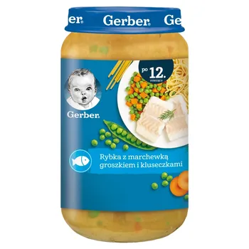 Gerber Rybka z marchewką groszkiem i kluseczkami dla dzieci po 12. miesiącu 250 g