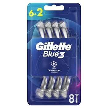 Gillette Blue3 Football Jednorazowa maszynka do golenia dla mężczyzn, 6+2 sztuki