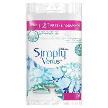 Gillette Simply Venus 2 Maszynki jednorazowe do golenia dla kobiet, 6 sztuk