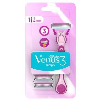Gillette Simply Venus 3 Rączka maszynki do golenia + 4 ostrza 