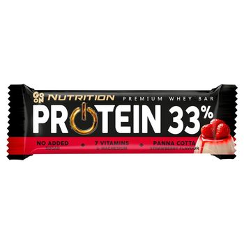 Go On Nutrition Protein 33 % Baton wysokobiałkowy o smaku panna cotty z truskawką w polewie 50 g