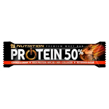 Go On Nutrition Protein 50 % Wysokobiałkowy baton w polewie o smaku ciasteczkowo-śmietankowym 40 g