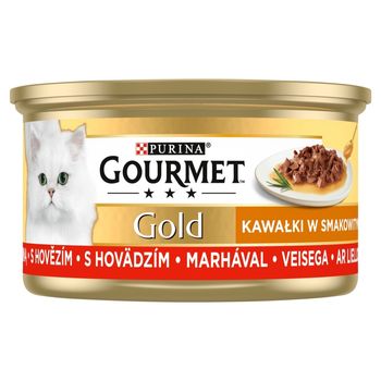 Gourmet Gold Karma dla kotów kawałki w smakowitym sosie z wołowiną 85 g