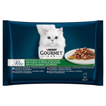 Gourmet Perle Karma dla kotów mini fileciki w sosie z warzywami 340 g (4 x 85 g)