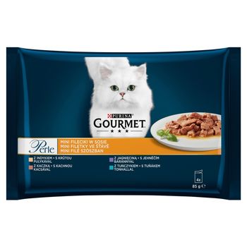 Gourmet Perle Karma dla kotów mini fileciki w sosie 340 g (4 x 85 g)