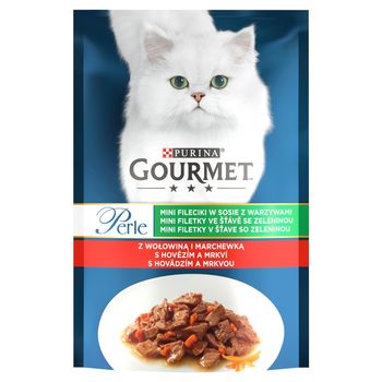 Gourmet Perle Karma dla kotów mini fileciki w sosie z wołowiną i marchewką 85 g