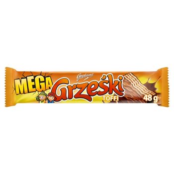 Grześki Mega Wafel przekładany kremem o smaku toffi w czekoladzie mlecznej 48 g