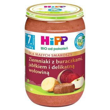 HiPP BIO Dla Małych Smakoszy Ziemniaki z buraczkami jabłkiem delikatną wołowiną po 7. miesiącu 220 g